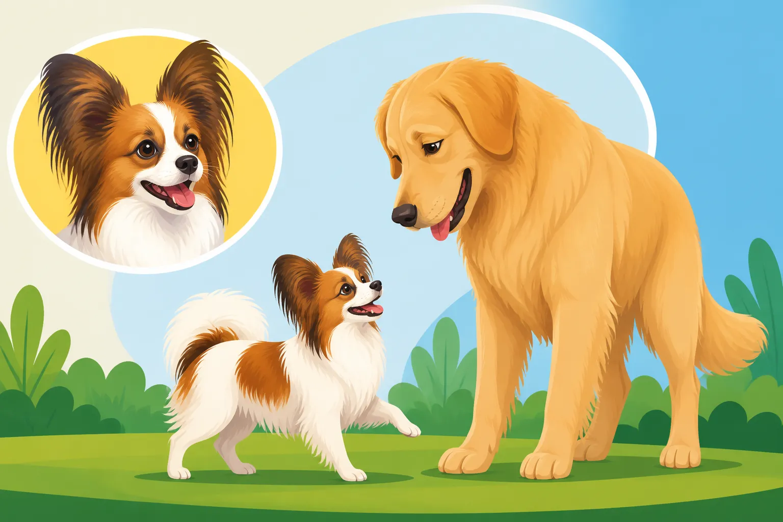How a Papillon Behaves With Large Dogs