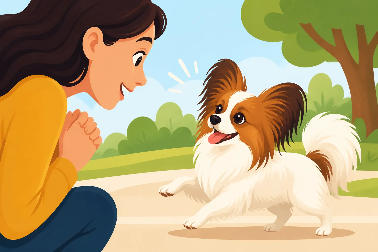 How a Papillon Greets a Stranger