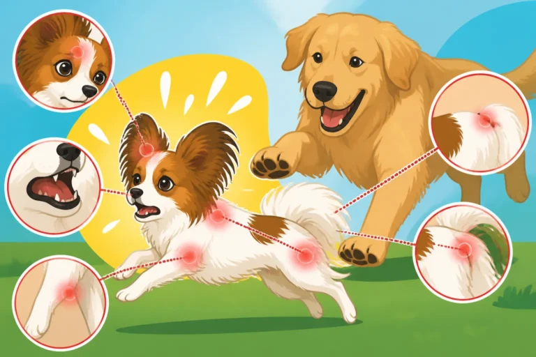 Where a Papillon Gets Hurt Playing With Large Dogs