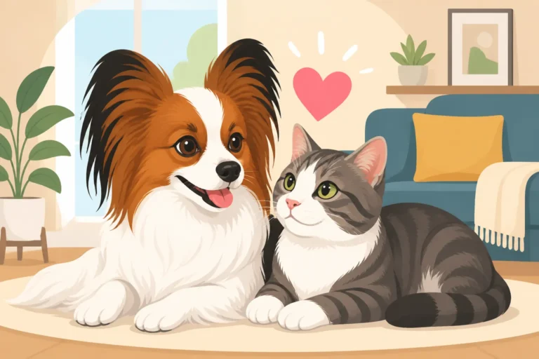 How a Papillon Shares a House With a Cat