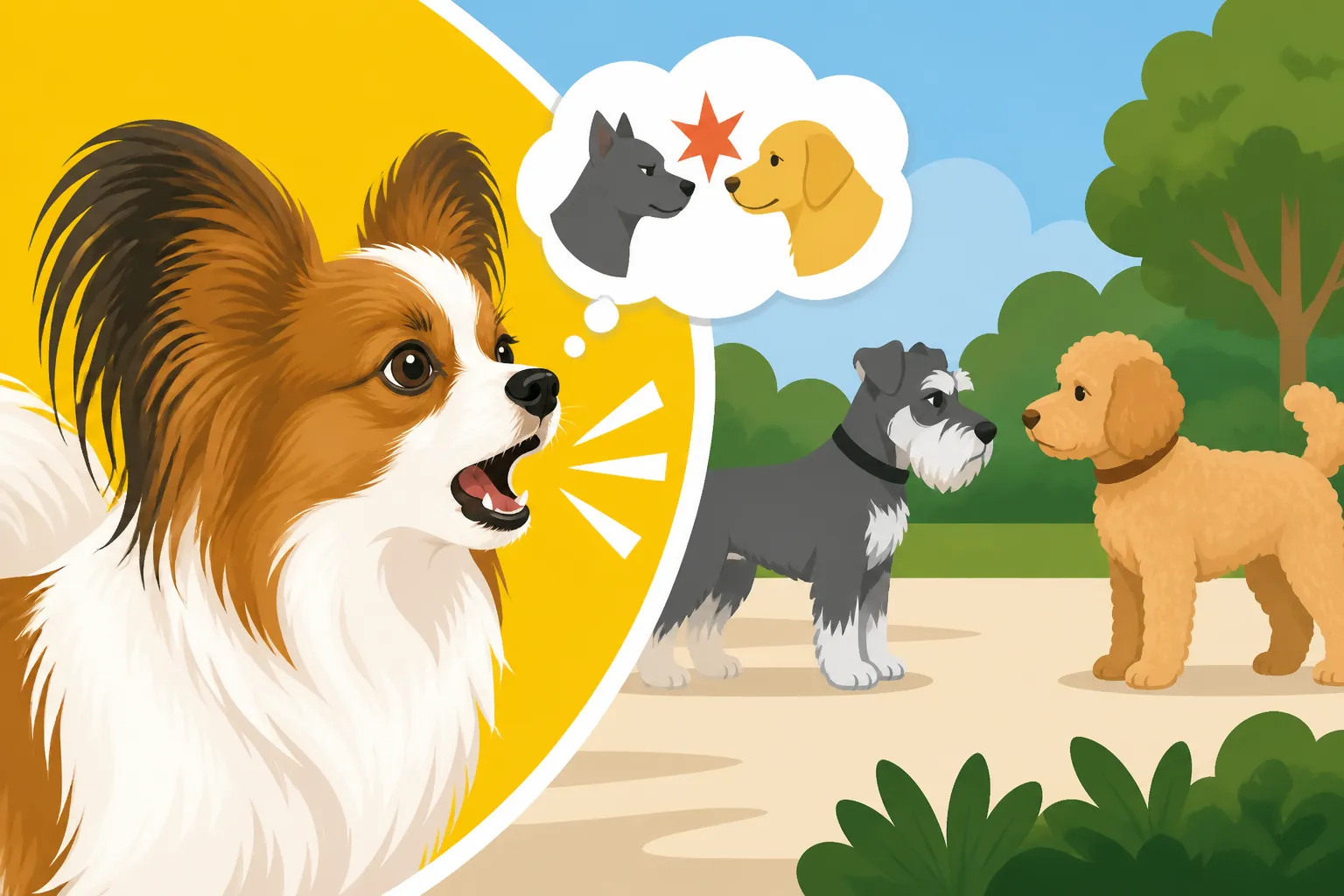 Whether a Papillon Barks at Other Dogs