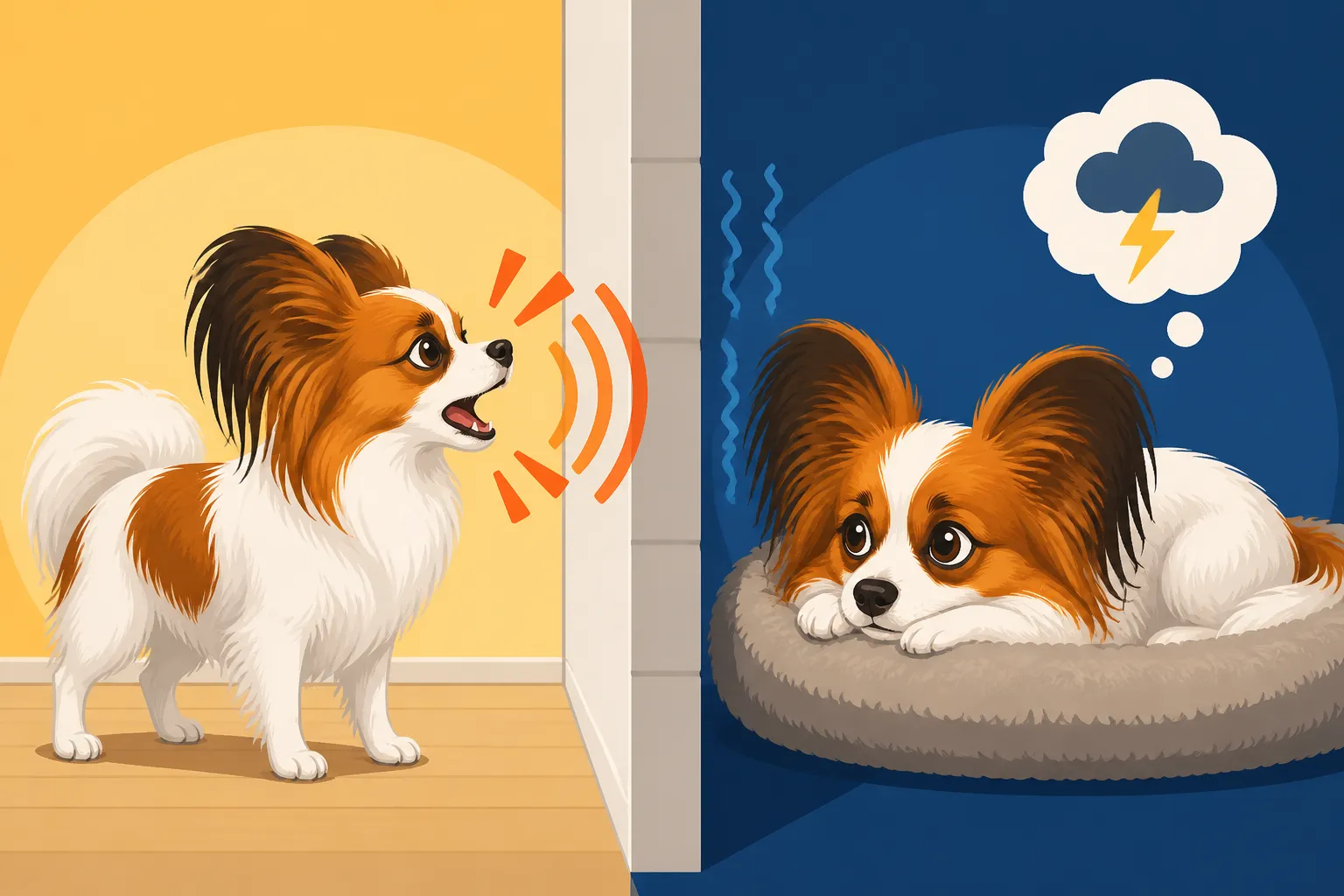 How a Papillon Does Behind a Shared Wall