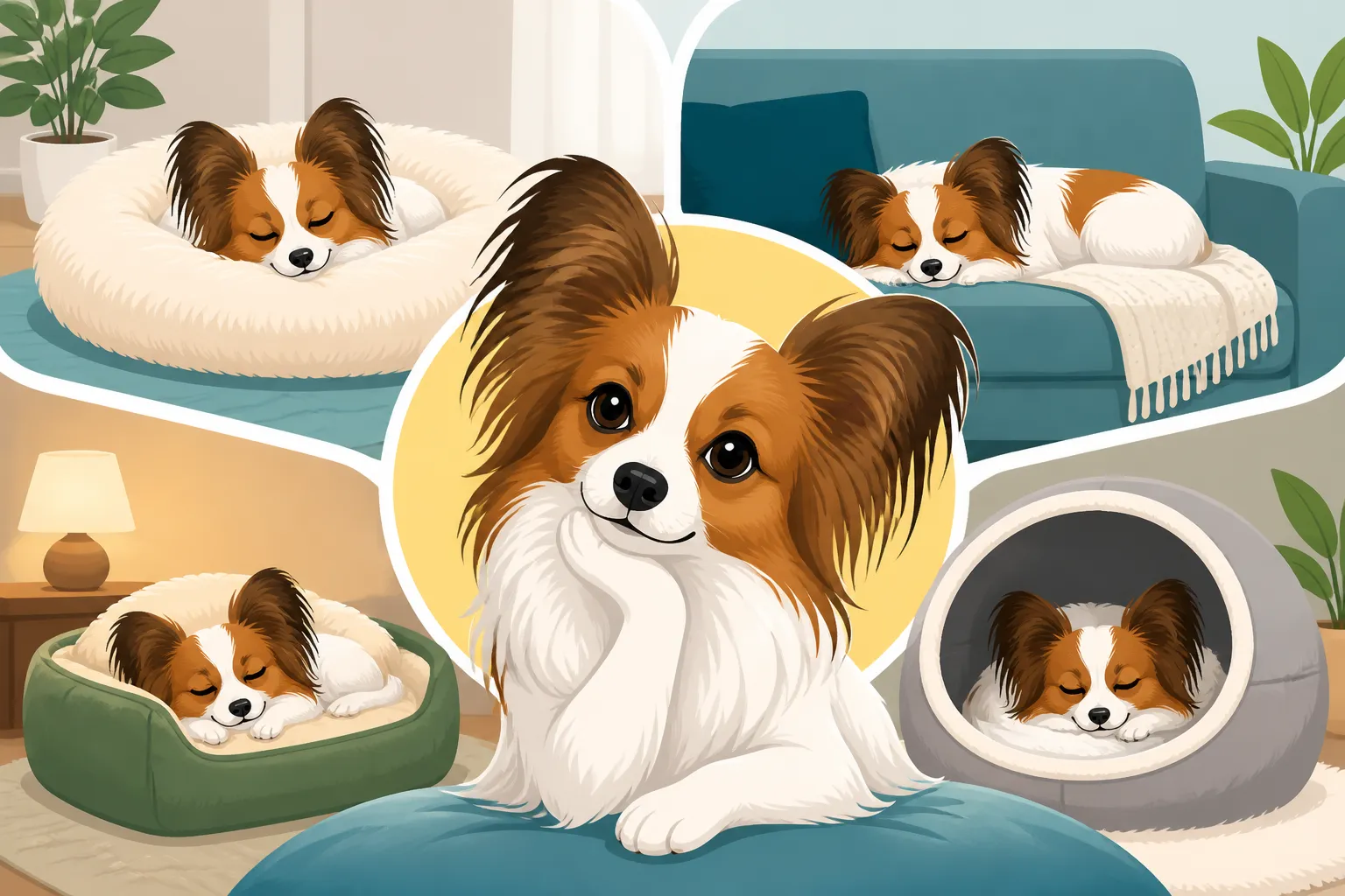 Where a Papillon Chooses to Sleep