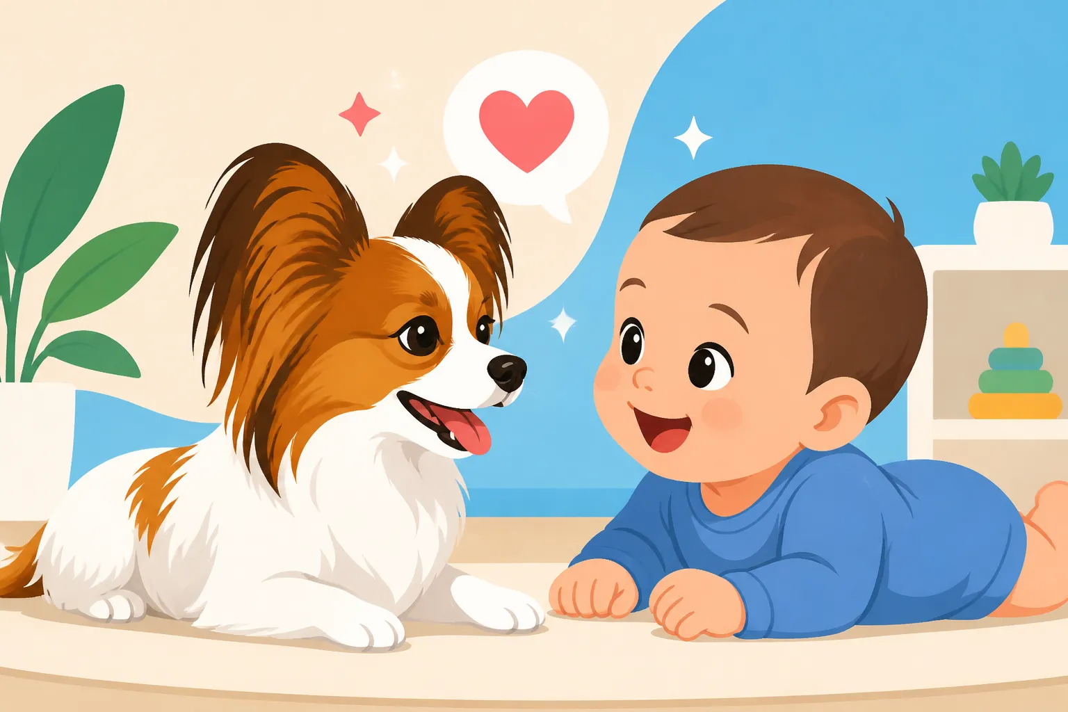 How a Papillon Behaves With a Baby