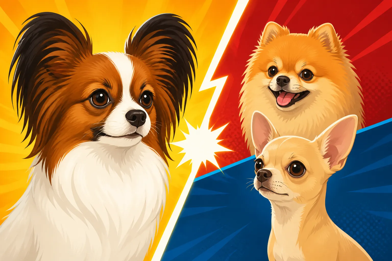 The Papillon Against the Pomeranian and the Chihuahua