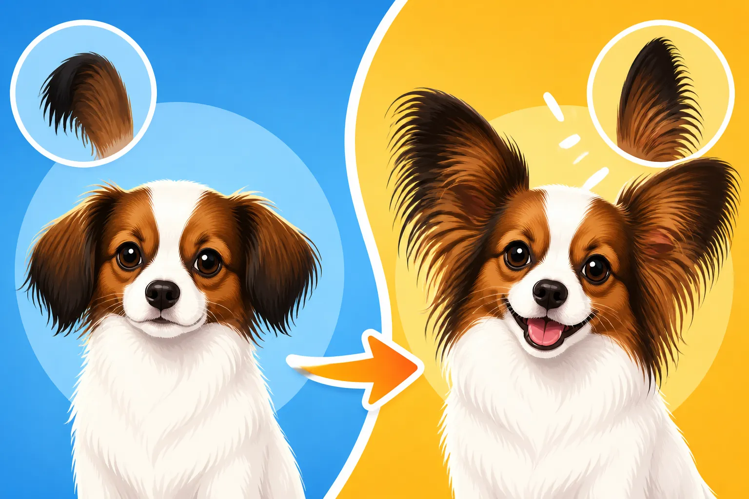 Whether a Papillon's Ears Can Change After a Year