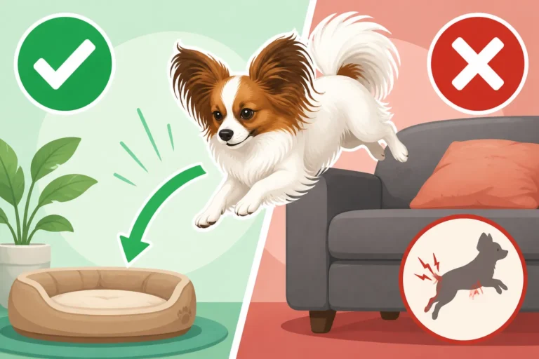 Whether a Papillon Should Jump Off the Sofa