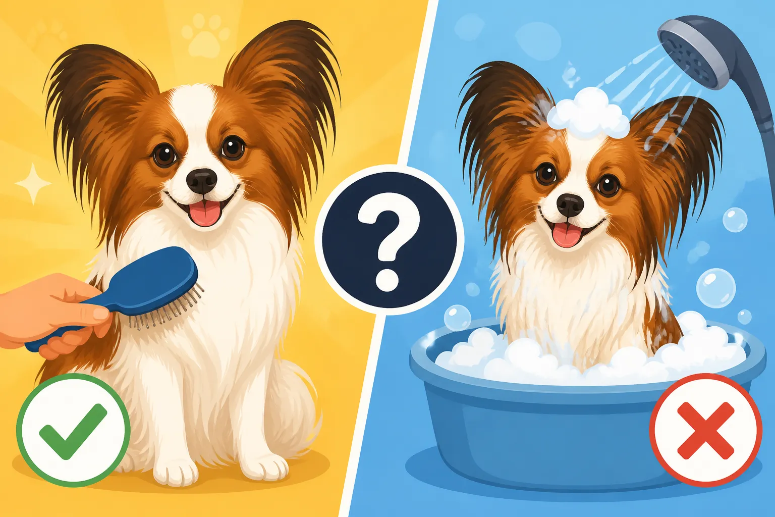 Whether a Papillon Should Be Brushed Before Bathing