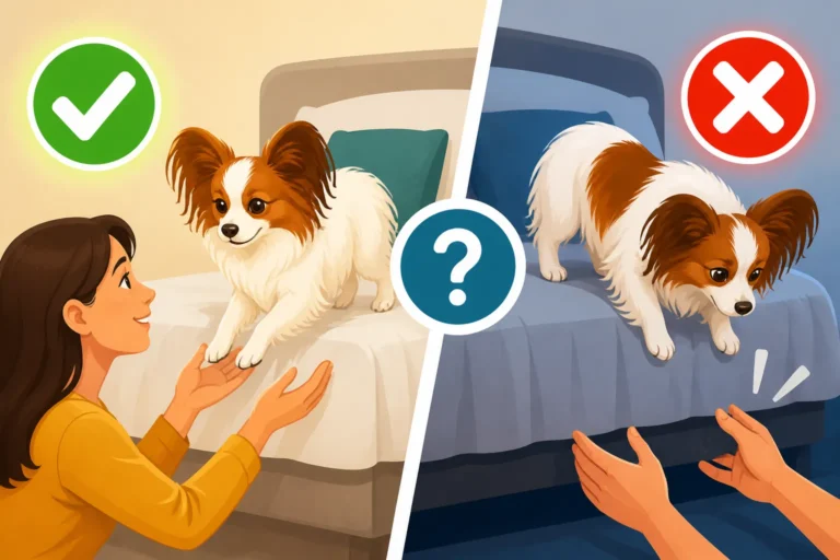 Whether a Papillon Should Be Lifted Down From the Bed