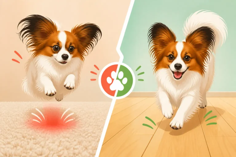 How Bare Floors Change a Papillon's Landing